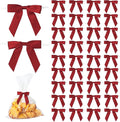 50Pcs Wine Red Twist Tie Bows for Gift Wrapping 2.5" Satin Ribbon Bow for Treat by TULOBI