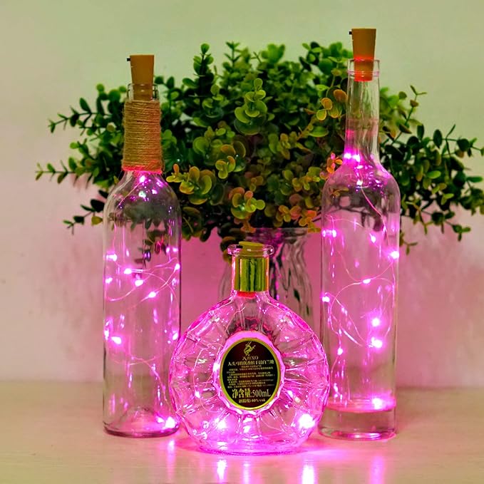 Wine Bottle Lights with Cork 15Pack 10 LED 40 Inches Battery Operated Silver - Image 3