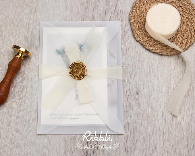 Ribbli Ivory Ribbon 1 Inch x 3 Rolls Total 24 Yards Ivory Handmade Fringe - Image 3