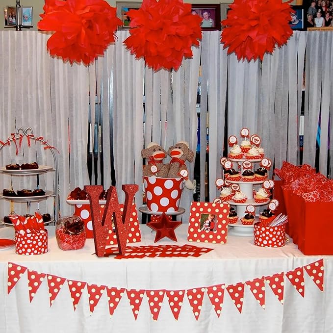 TONIFUL 8 Inch Red Glitter Letter W Table Centerpiece A-Z Red Birthday Party - Image 6