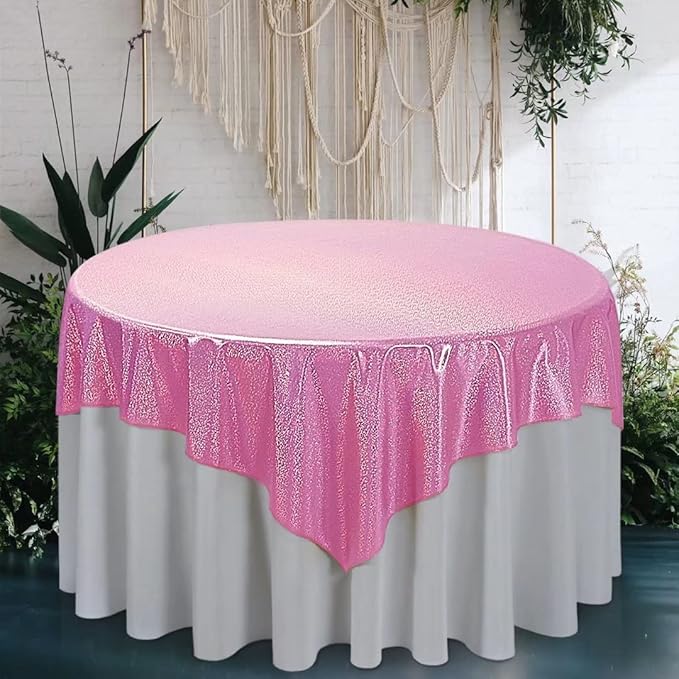 Fitable Pink Sequin Tablecloth for Parties 60x60 Inch by Fitable