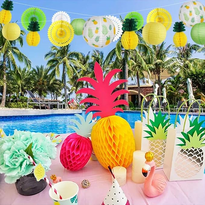 Pineapple Party Decorations Hanging Paper Lanterns Pineapple Honeycomb Tissue - Image 7