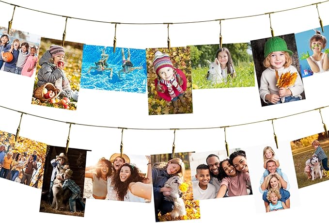 2 Pack Chain Photo Clip Hanging Photo Display Wall Photo Display Metal Photo - Image 2