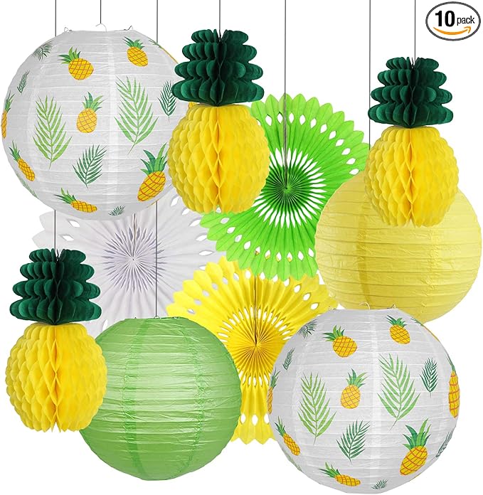 Pineapple Party Decorations Hanging Paper Lanterns Pineapple Honeycomb Tissue by zilue