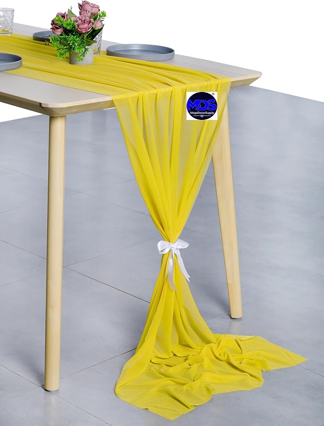 MDS 5 Pack 10ft Chiffon Table Runner 29 x 120 Inches Sheer Wedding Runner - Image 4