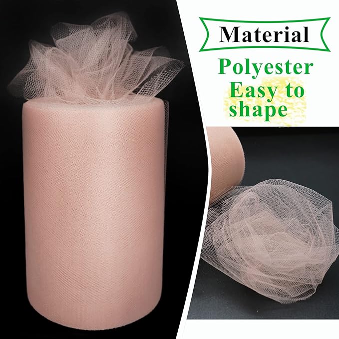 Blush Tulle Fabric Rolls 6 Inch by 100 Yards Fabric Spool Tulle Ribbon - Image 4