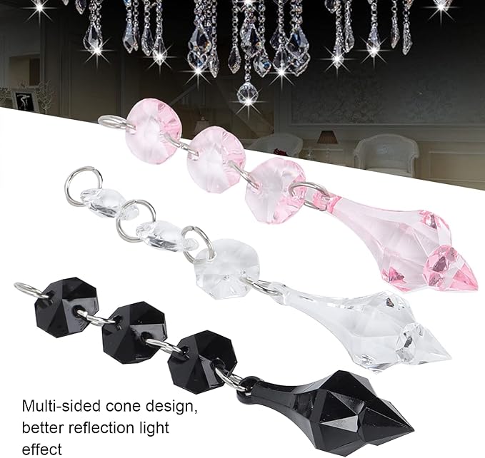Buachois 10Pcs Clear Acrylic Crystal Ornament Beads Garland Chandelier Hanging - Image 5