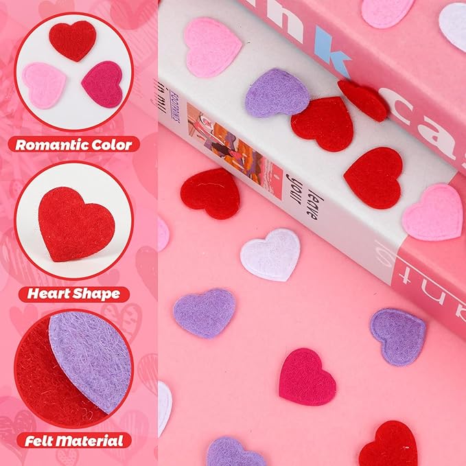 MARFOREVER Valentine's Day Felt Hearts Confetti, Heart Decorations Foam Confetti - Image 3