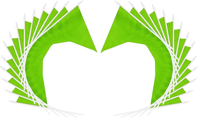 12 Pack Green Pennant Flags Small Mini Hand Held Solid Color Pennant On Sticks - Image 3