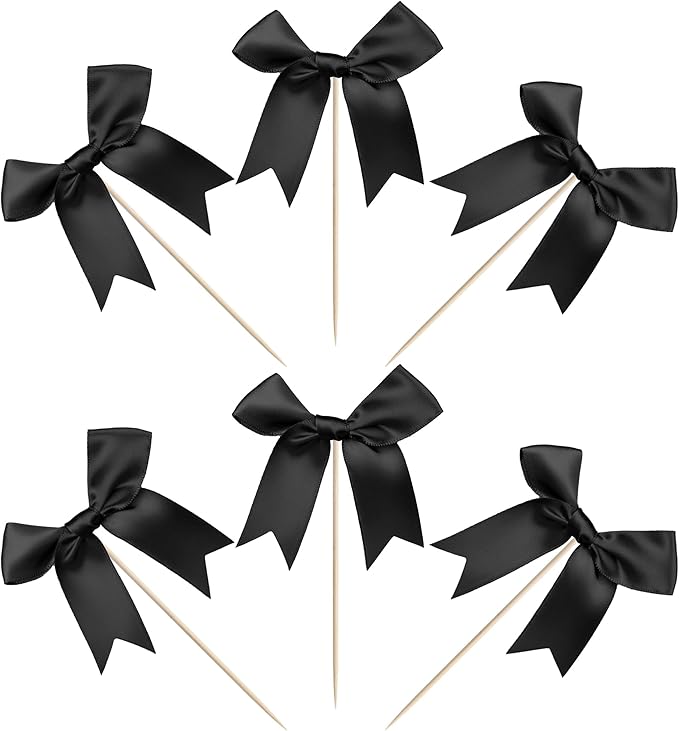 24 PCS Bow Cupcake Toppers Bowknot Cake Toppers Bow Cupcake Picks Bowknot - Image 3
