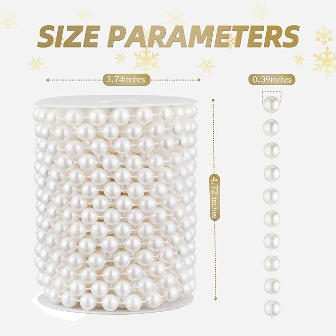 33 Feet Faux Pearl Beads Garland 10mm Craft String Pearls - Image 3