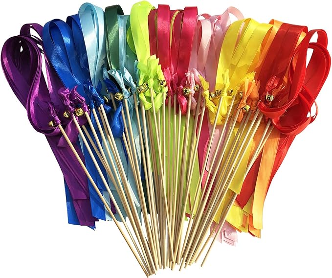 Kingsnow 50 Pack Ribbon Wands Wedding Streamers by Kingsnow