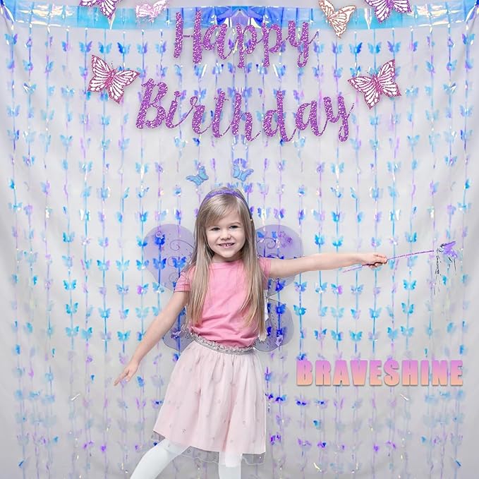 BRAVESHINE Iridescent Hanging Butterfly Foil Fringe Curtain - Image 8