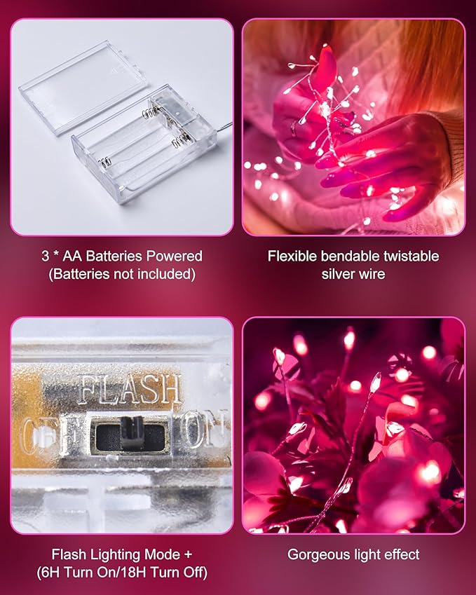 Fairy Lights Battery Operated, Twinkle String Lights Waterproof Silver Wire 5 - Image 6