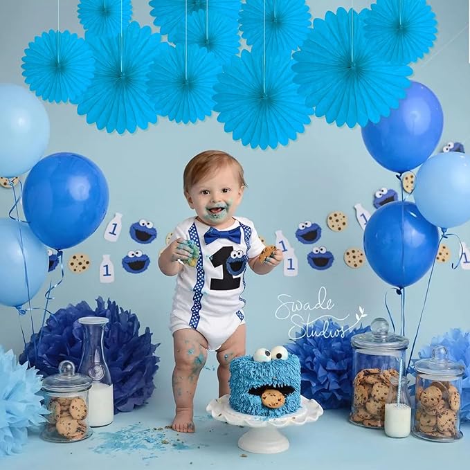20 Pcs Sky Blue Hanging Paper Fan, Hanging Honeycomb Round Paper Fans - Image 6