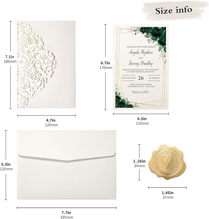 DORIS HOME 50pcs Laser Cut Wedding Invitations - Image 3