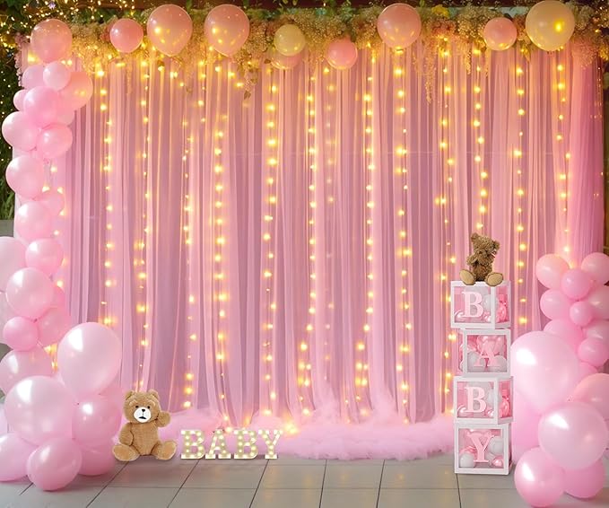 Pink Tulle Backdrop Curtains - Image 3