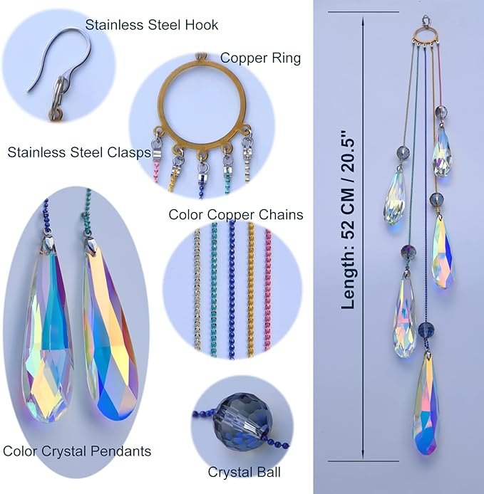 Crystals Teardrop Prisms Suncatcher Hanging Ornament Rainbow Maker - Image 2