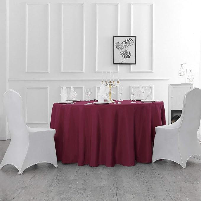 108 inch Round Tablecloth Washable Polyester Table Cloth Decorative Table Cover - Image 4
