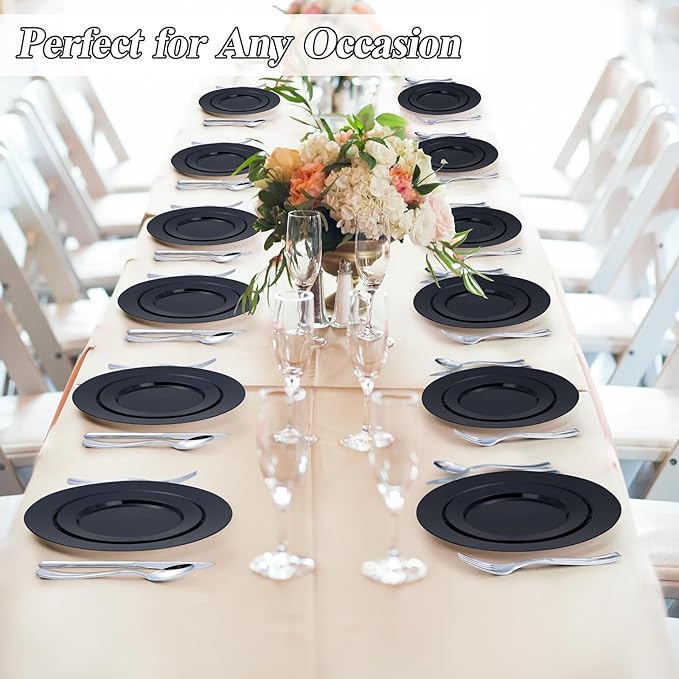 100PCS Black Plastic Plates Set, 50 10.25 inch Dinner Plates and 50 7.5 inch - Image 7