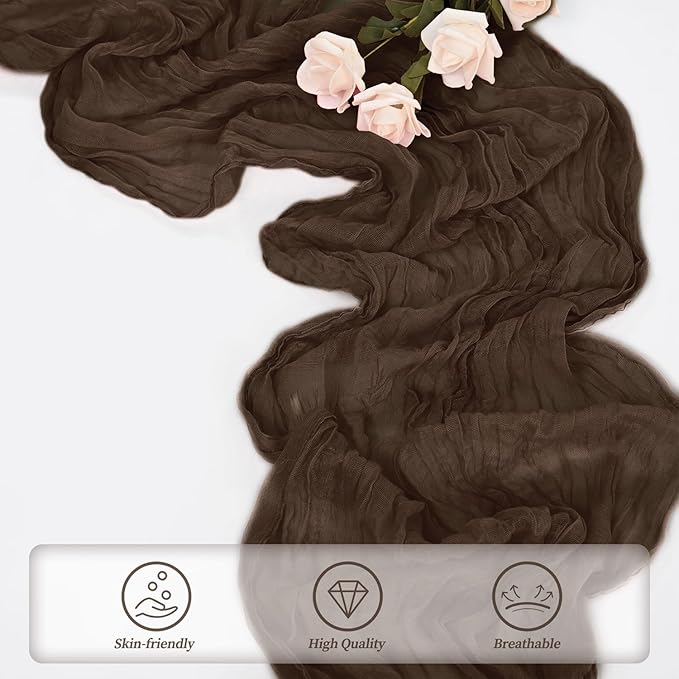 6FT 20 Pack Brown Cheesecloth Table Runner 20 x 120 Inch Long Boho Fabric - Image 5