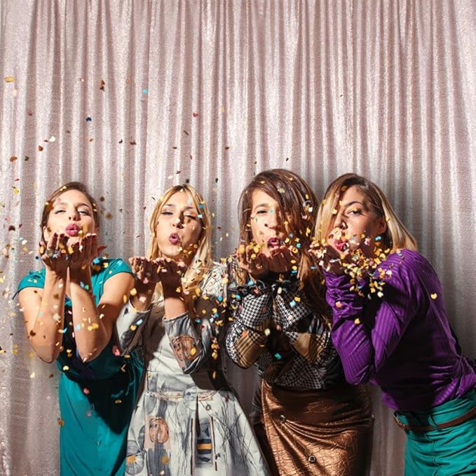 Poise3EHome 6Ft x 6Ft Champagne Sequin Backdrop, Glitter Thick Sequin - Image 6