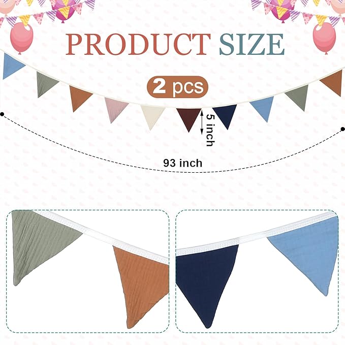 Oudain 15.5 ft Pennant Banner Flags, Each 7.75 ft - Image 2