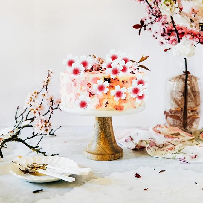 Ephlyn 100Pcs Edible Cherry Blossom Cupcake Toppers Edible Wafer Paper Flowers - Image 7