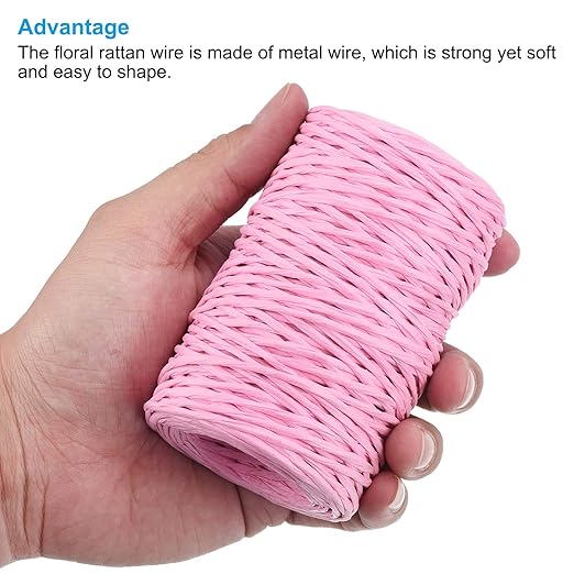 PATIKIL 164 Feet Floral Bind Wire Wrap Twine, 2mm Pink Paper-Wrapped Iron Wire - Image 4