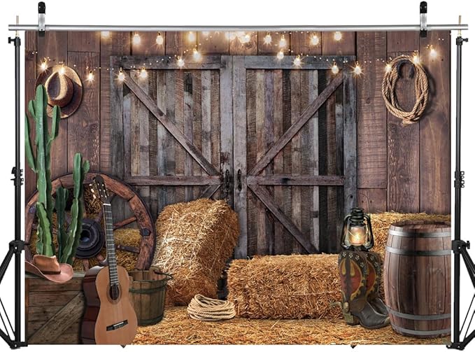 SJOLOON Western Backdrop Rustic Vintage Barn Backdrop Western Themed Party - Image 2