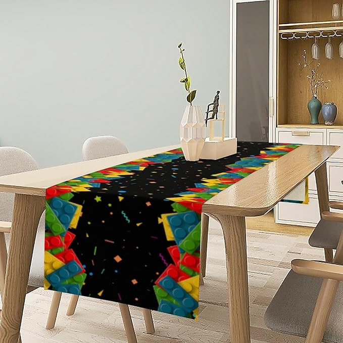 Building Blocks Table Runner Party Celebrating Colorful Blocks Table Runner - Image 7