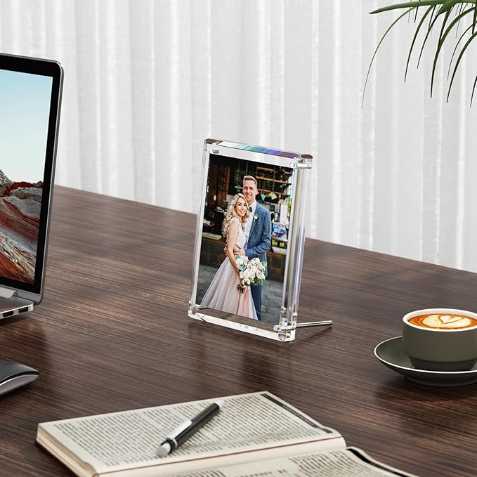 NIUBEE Picture Frames 5x7 Acrylic, Diamond Edge Design, Magnetic Family Thick - Image 7