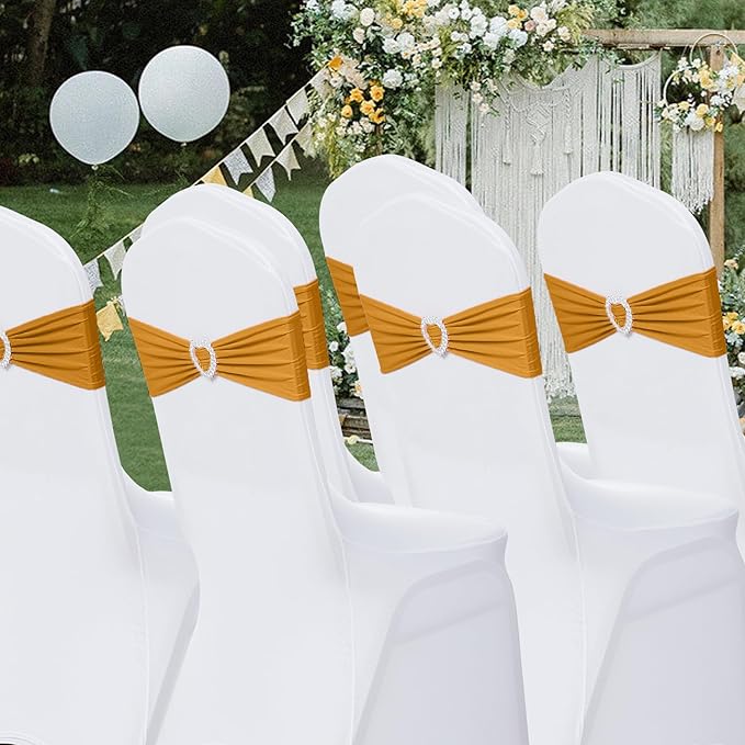 Howhic Pack of 30 Spandex Chair Sashes Bows Stretch Chair Cover Band - Image 7