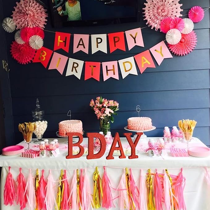 TONIFUL 8 Inch Red Glitter Letter Y Table Centerpiece A-Z Red Birthday Party - Image 5