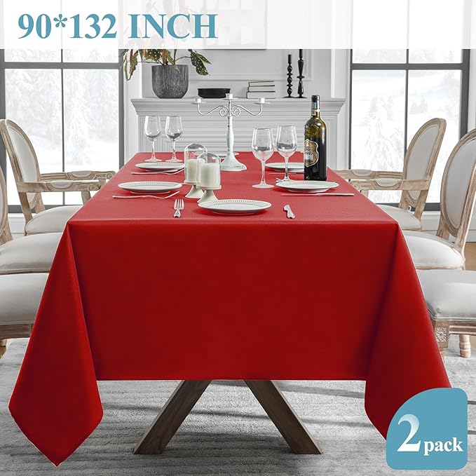 VidaFete 2 Pack 90 * 132inch Rectangle Table Cloth Polyester, Stain Wrinkle - Image 5