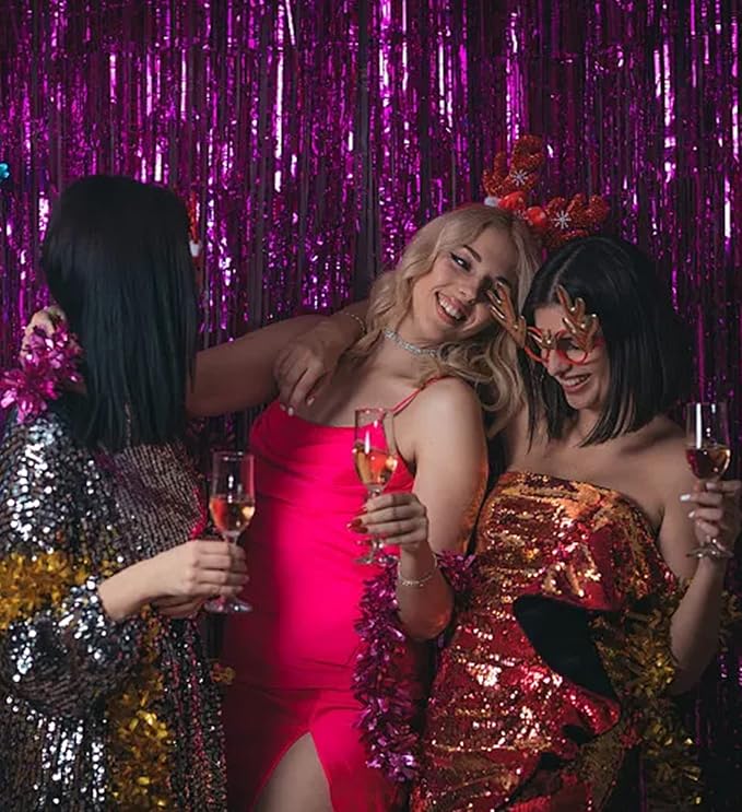 5 Pack Foil Curtain Backdrop Metallic Tinsel Foil Fringe Curtains Photo Booth - Image 4