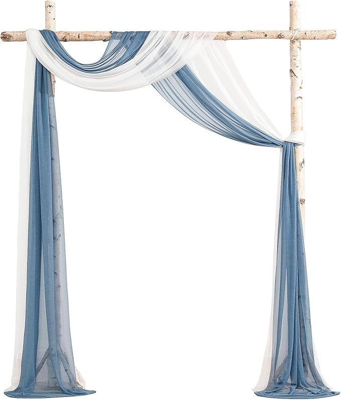 Floroom Wedding Arch Draping Fabric 2 Panels 20Ft Chiffon Fabric Drapes Arbor by Floroom