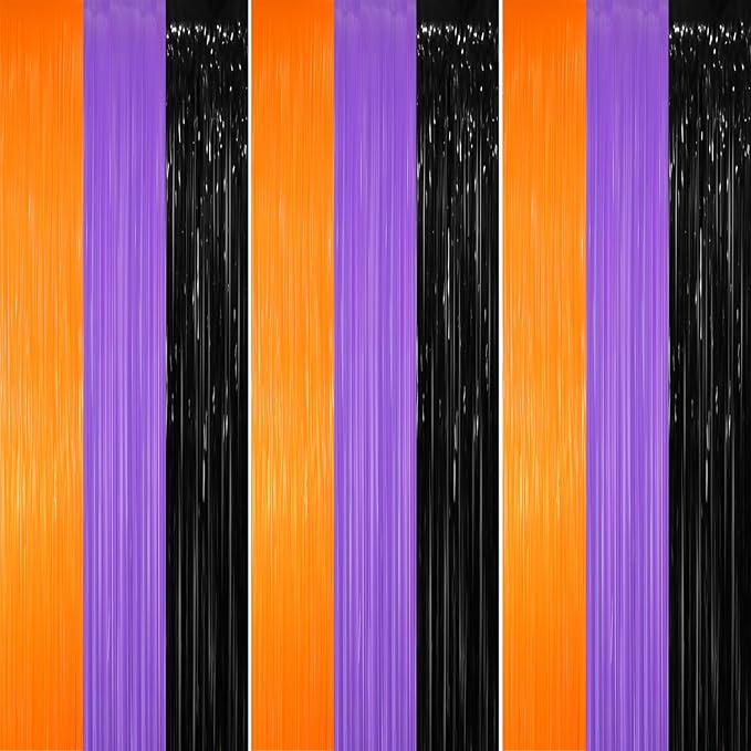 GOER 3.2 ft x 8.2 ft Metallic Tinsel Foil Fringe Party Backdrop by GOER