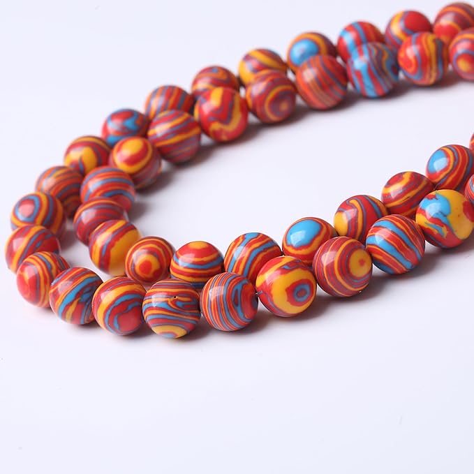 Red Yellow Blue Peacock Turquoise Stone Beads Gemstone Round Crystal Energy - Image 3