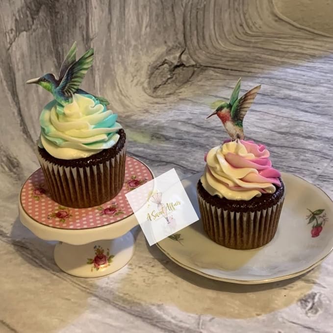GEORLD Edible Cupcake Topper Wafer Hummingbird Cake Bird Decoration by Wafer - Image 4