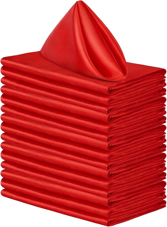 ANECO 16 Pack Square Satin Napkin Bright Silk Table Napkin Soft Smooth Fabric by Aneco