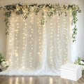 Tulle Backdrop Curtain with Lights String 30 X 10FT Ivory Sheer Tulle Backdrop by Xiomot