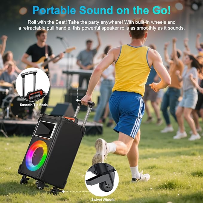 JYX Karaoke Machine with 2 Wireless Mics, PA System with Remote Control - Image 8