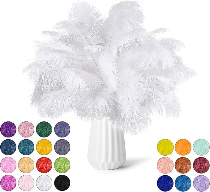 NEWONG 30pcs White Ostrich Feathers Natural Bulk 9-12inch Vase Craft Wedding by NEWONG