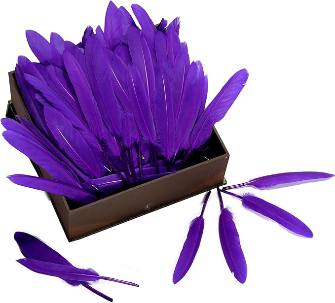 FeelfunFeather 120pcs Purple Goose Cochettes Feather Natural Bulk 4-6 inch - Image 4