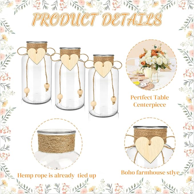 Vintage Glass Vases for Flowers, Bridal Shower Bud Vase Set - Image 2