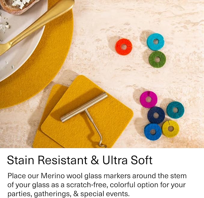 Graf Lantz - Wine-O's Merino Wool Wine Glass Charms 12 Count - Drink Markers - - Image 3