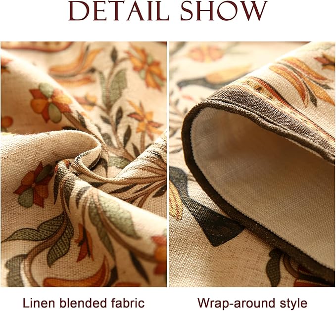 Decorative Linen Small Table Runner 63 Inches Long, Floral Rustic Runner - Image 4