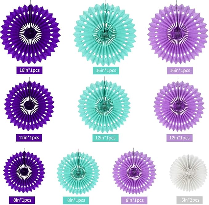 BEISHIDA Purple Lavender Blue Hanging Honeycomb Round Paper Fans Decoration Kit - Image 2