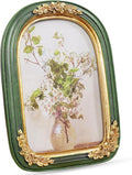 Cuspin Vintage 5x7 Picture Frame, Ornate Gold Green Arch Frames Resin Photo by Cuspin